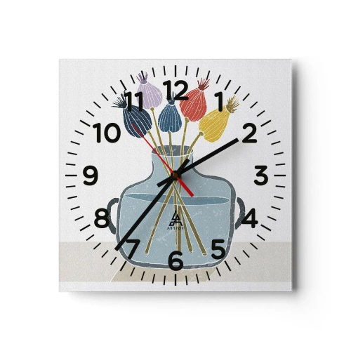 Reloj de pared - Reloj de vidrio - Como una semilla de amapola - 40x40 cm