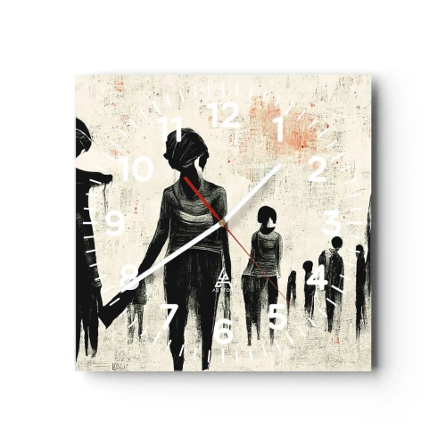 Reloj de pared - Reloj de vidrio - Contra la soledad - 40x40 cm