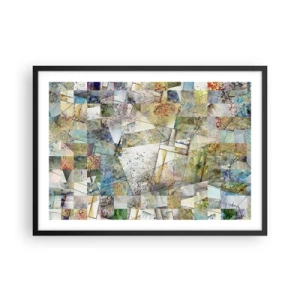 Póster en marco negro - Abstracción colorida con formas geométricas y líneas. - 70x50cm - Remodelación geométrica - Decoración de pared moderna para salón y dormitorio ARTTOR