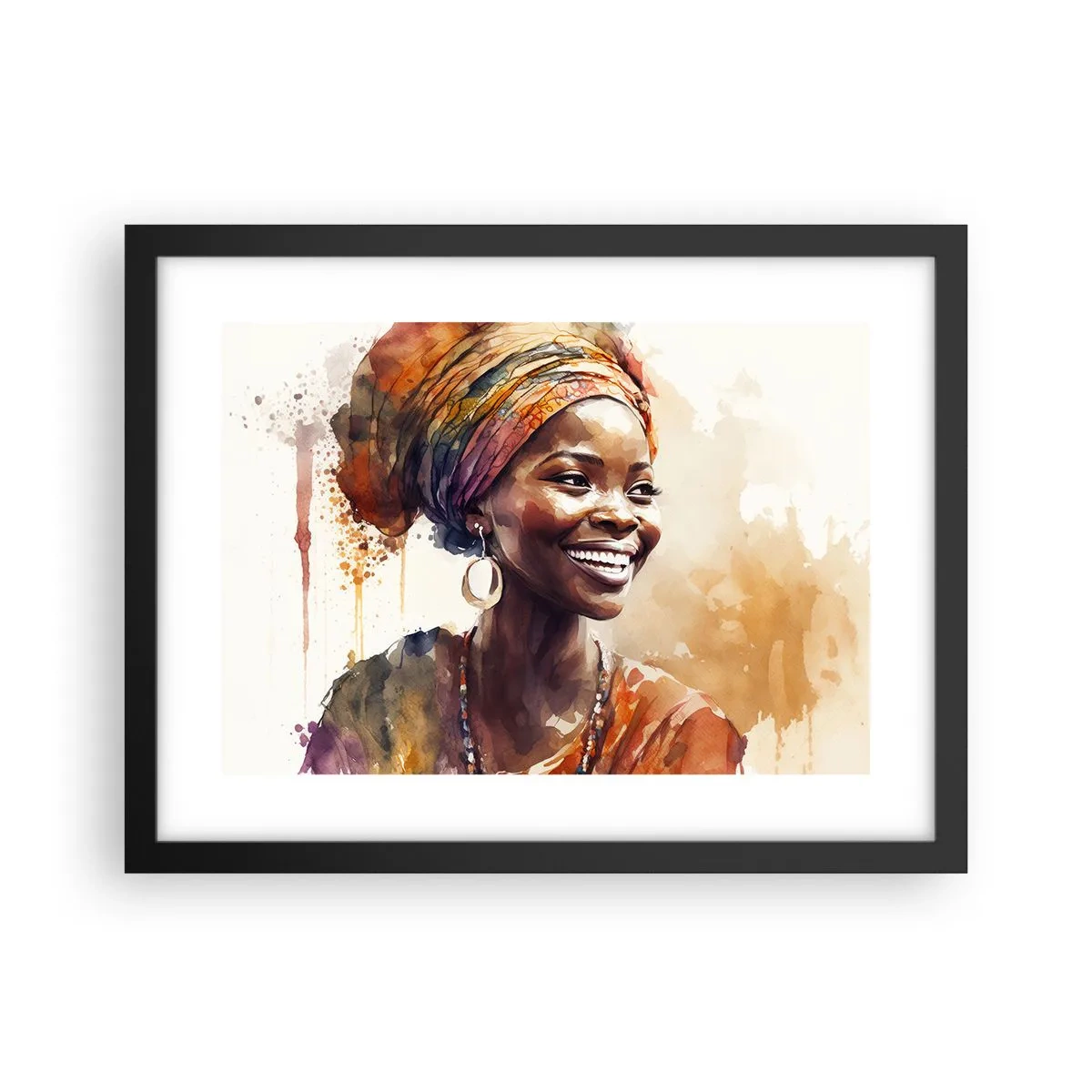 Póster en marco negro - Reina africana - 40x30 cm
