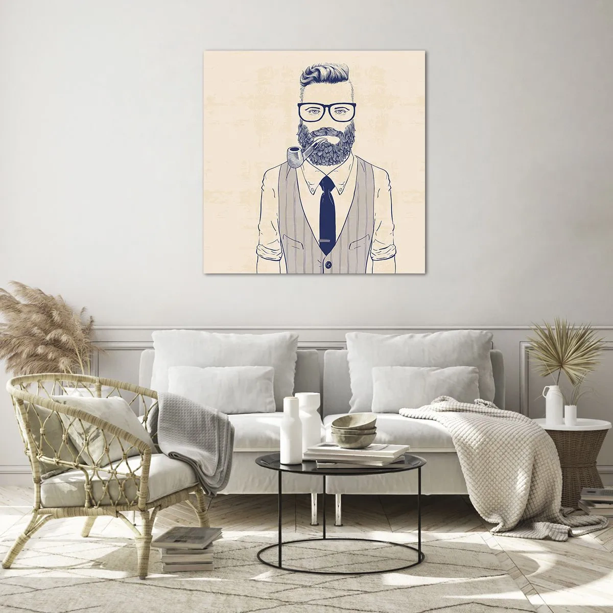 Cuadro sobre vidrio - Impresiones sobre Vidrio - Alegre, masculino y a la moda - 70x70 cm