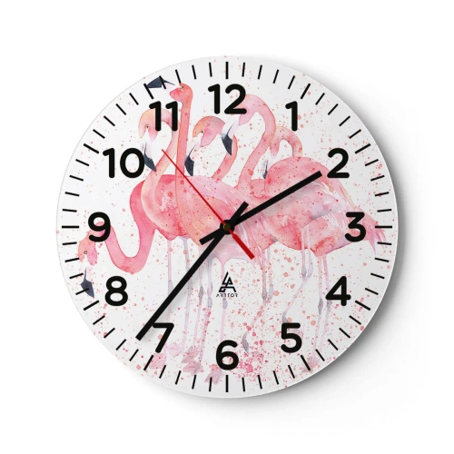 Reloj de pared - Reloj de vidrio - Asamblea rosa - 40x40 cm