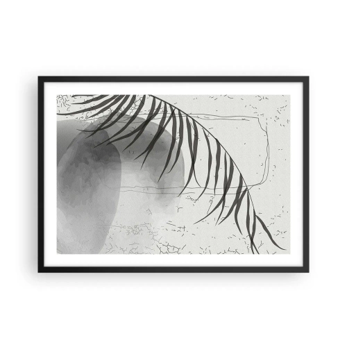 Póster en marco negro - Un delicado motivo de hojas de palma sobre un fondo claro en estilo escandinavo. - 70x50cm - El sutil exotismo de la naturaleza - Decoración de pared moderna para salón y dormitorio ARTTOR