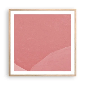 Póster en marco roble claro - Composición orgánica en rosa - 60x60 cm