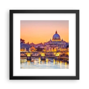 Póster en marco negro - Crepúsculo sobre la Ciudad Eterna - 30x30 cm