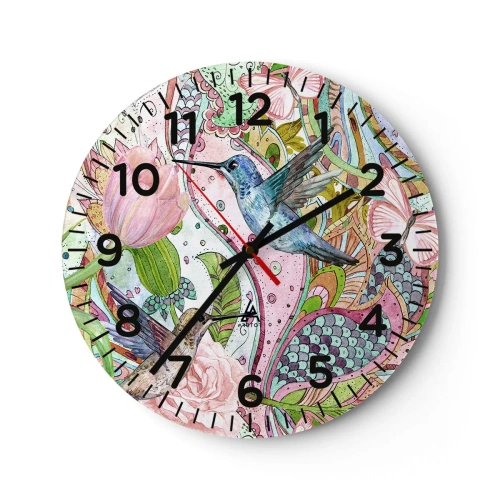 Reloj de pared - Reloj de vidrio - Enredado en las vides - 40x40 cm