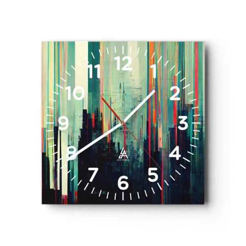Reloj de pared - Reloj de vidrio - Ciudad futurista - 40x40 cm