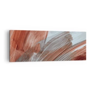 Cuadro sobre lienzo - Impresión de Imagen - Pinceladas abstractas en tonos cobre y gris. - 140x50cm - Abstracción otoñal y ventosa - Decoración de pared moderna para salón y dormitorio ARTTOR