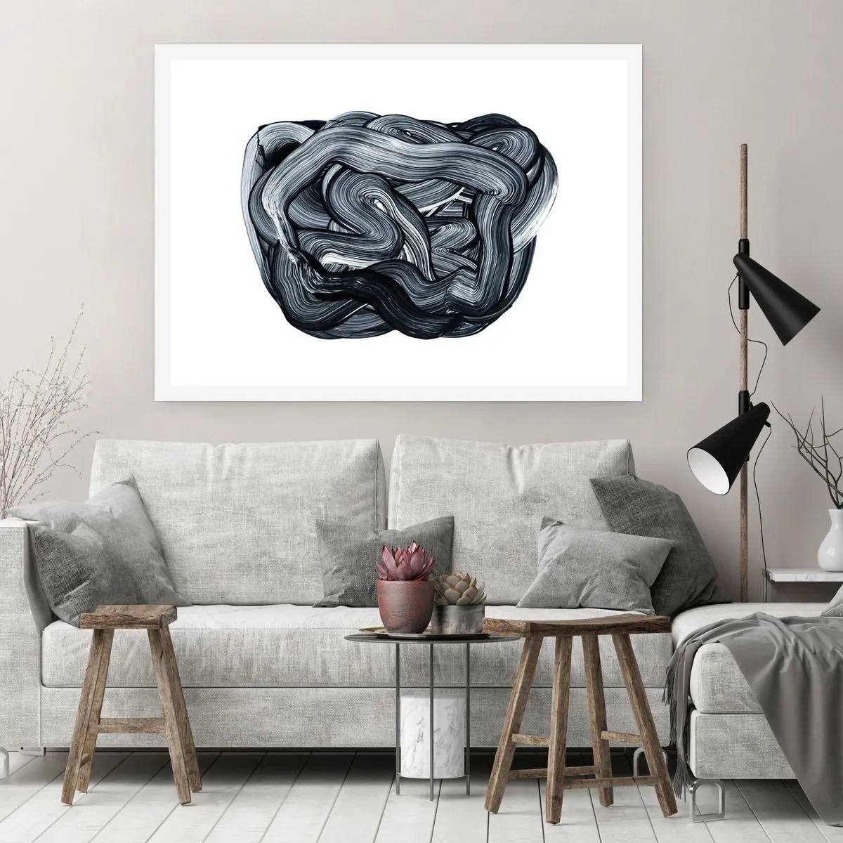 Póster - Composición abstracta en tonos de gris - 100x70cm - No es tan sencillo - Decoración de pared moderna para salón y dormitorio ARTTOR