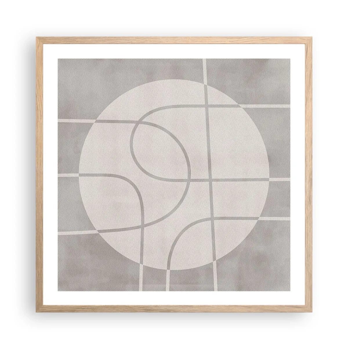 Póster en marco roble claro - Circular y rectilíneo - 60x60 cm