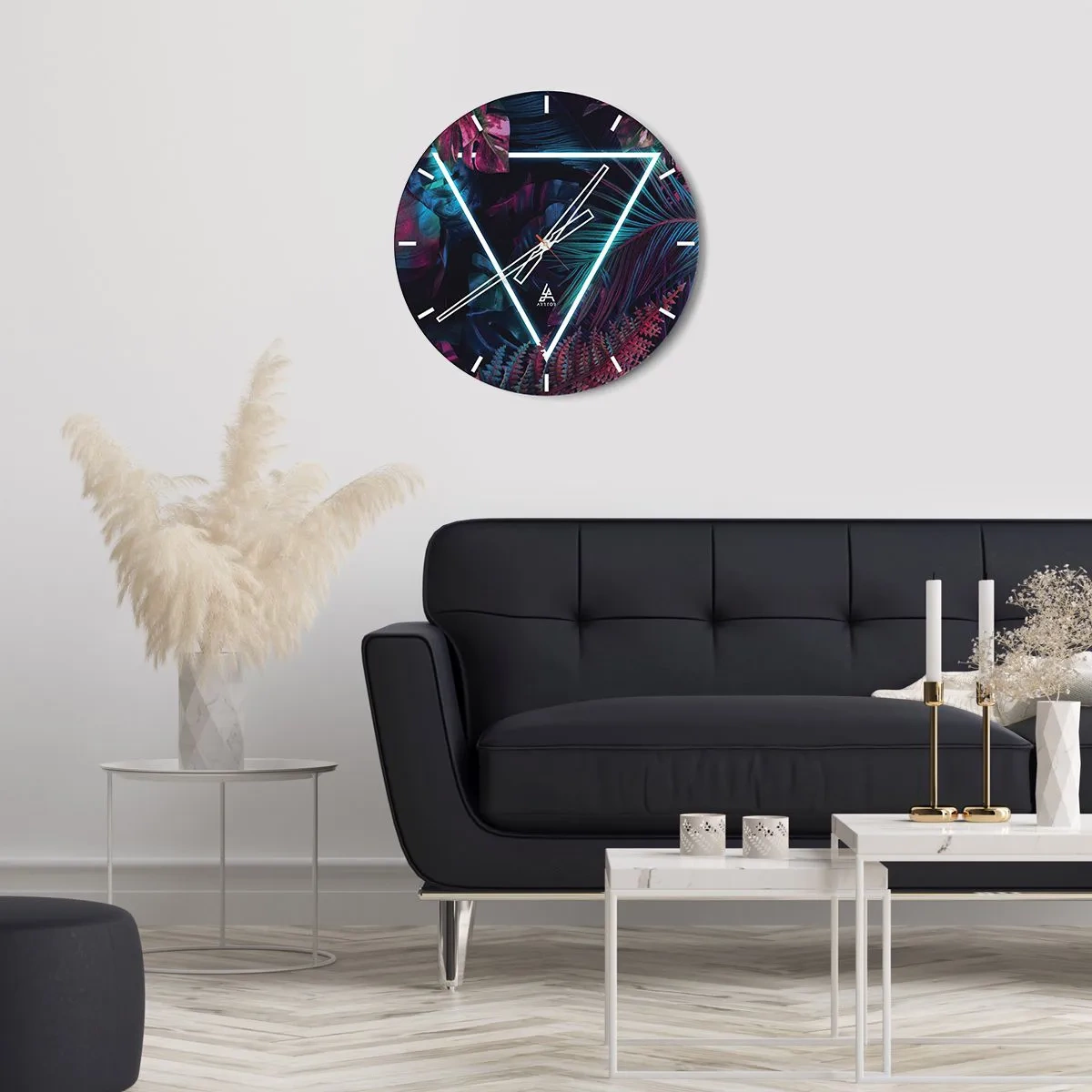 Reloj de pared - Reloj de vidrio - Jardín fluorescente - 40x40 cm