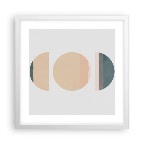 Póster en marco blanco - Círculo tras círculo - 40x40 cm