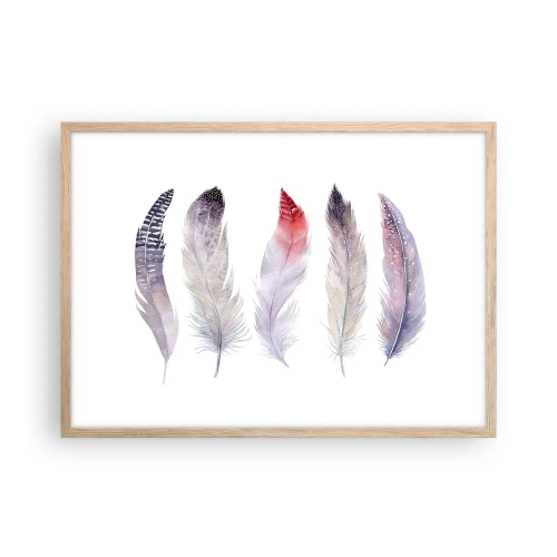 Póster en marco roble claro - Suave como la niebla de muchos colores - 70x50 cm