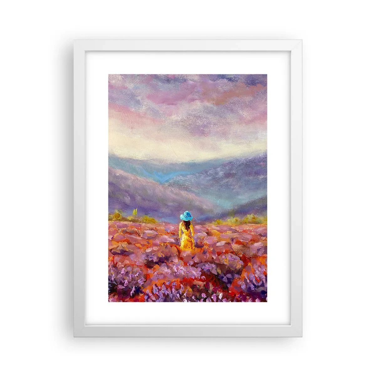Póster en marco blanco - En un mundo de lavanda - 30x40 cm