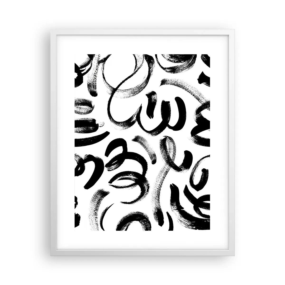 Póster en marco blanco - Negro sobre blanco - 40x50 cm