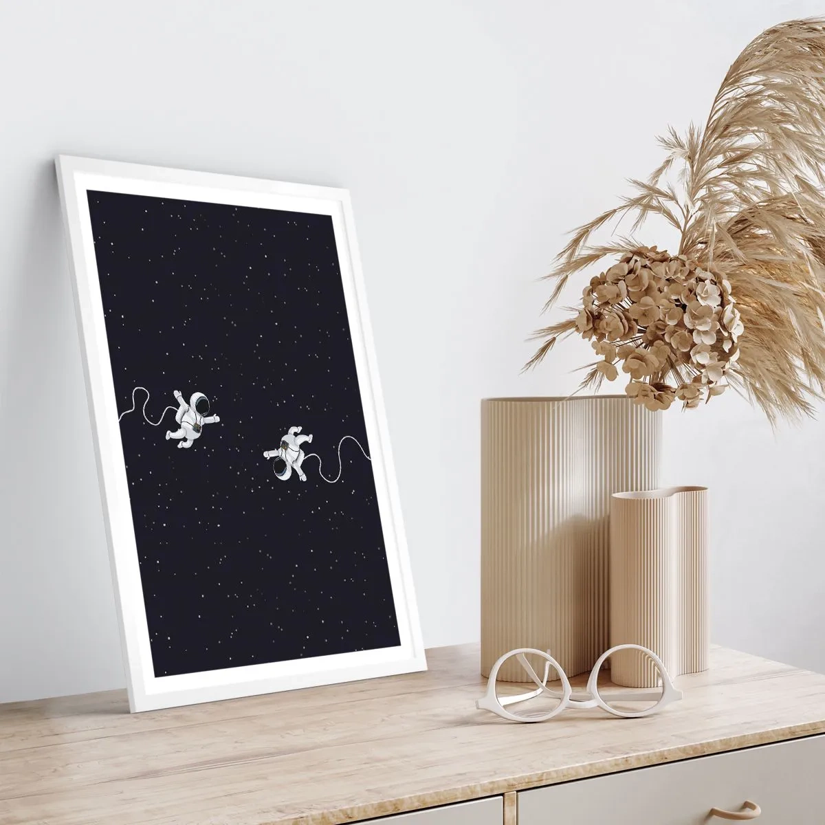 Póster en marco blanco - Danza cósmica - 50x70 cm