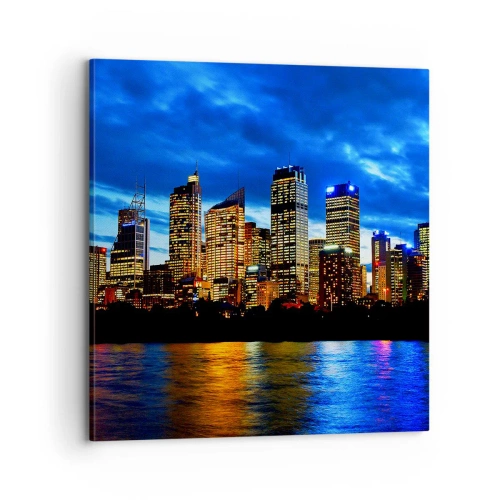 Cuadro sobre lienzo - Impresión de Imagen - Noche de luces y colores - 70x70 cm