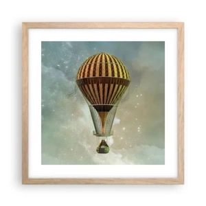 Póster en marco roble claro - Vuelos pioneros - 40x40 cm