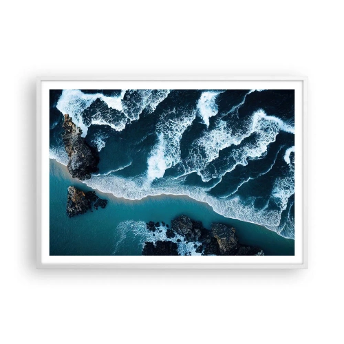 Póster en marco blanco - Rodeadas por las olas - 100x70 cm