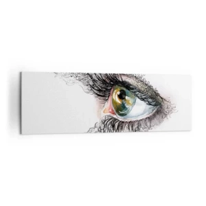 Cuadro sobre lienzo - Impresión de Imagen - Un ojo artístico con un iris de color verde amarillento y detalles intrincados. - 160x50cm - Mira directamente a tu alma - Decoración de pared moderna para salón y dormitorio ARTTOR