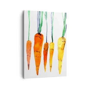 Cuadro sobre lienzo - Impresión de Imagen - Zanahorias de acuarela en diferentes tonos sobre un fondo blanco. - 50x70cm - La belleza de lo ordinario - Decoración de pared moderna para salón y dormitorio ARTTOR