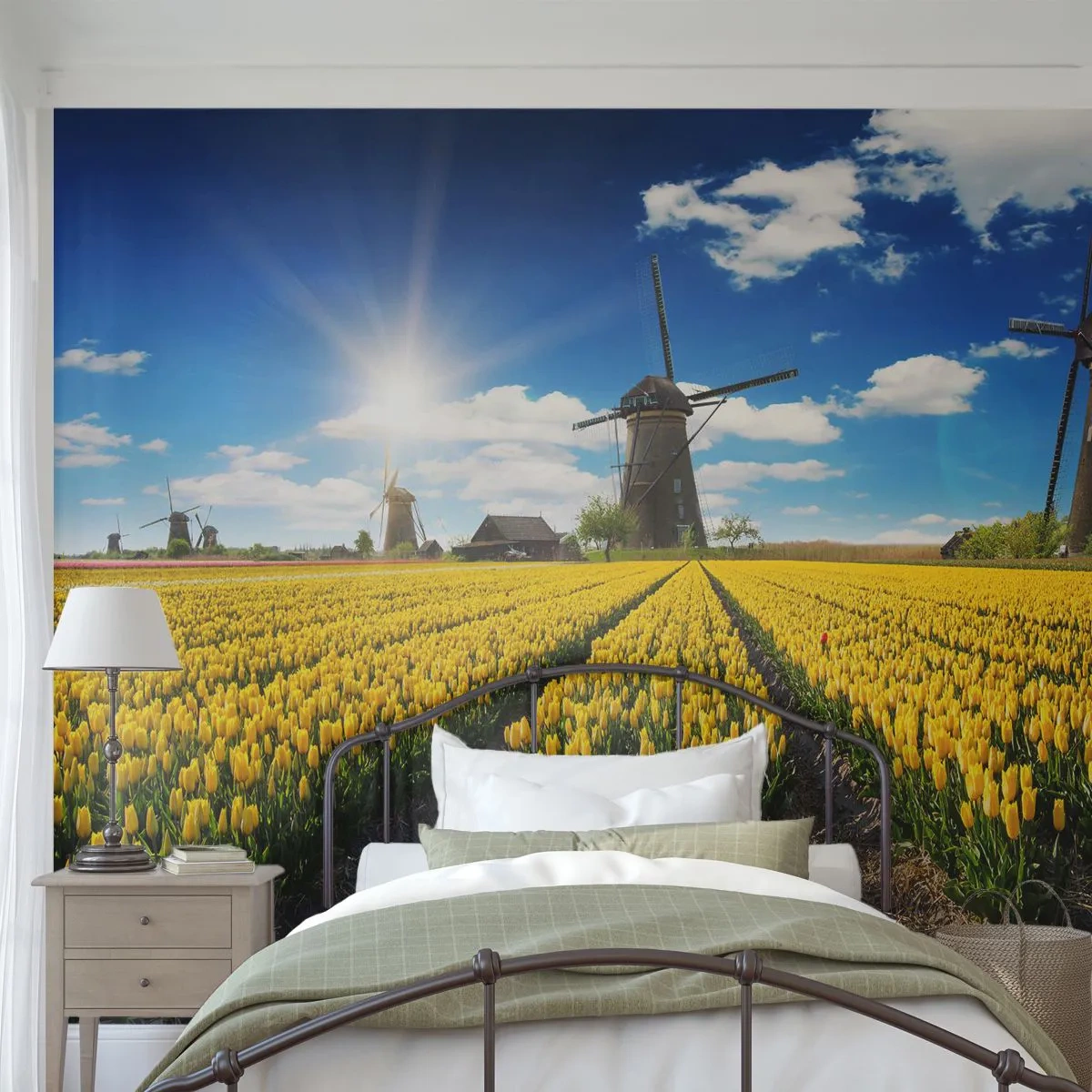 Fotomural Standard Eco - No podría ser más holandés - Paisaje, Admirador, tulipanes - 200x140 cm