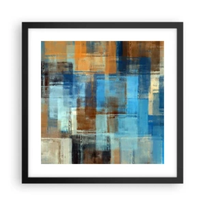 Póster en marco negro - A través del velo azul - 40x40 cm
