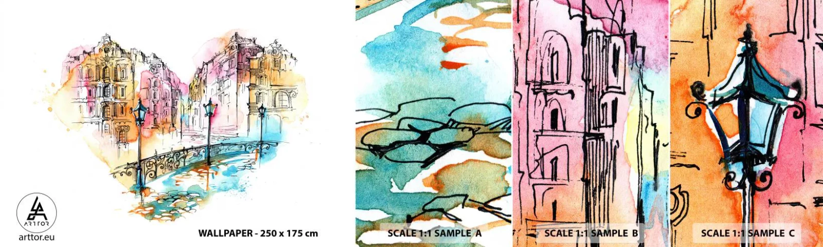 Muestra de fotomural autoadhesivo Deluxe Sticker - El corazón de la ciudad - Ciudad, Arquitectura, Puente - 100x30 cm