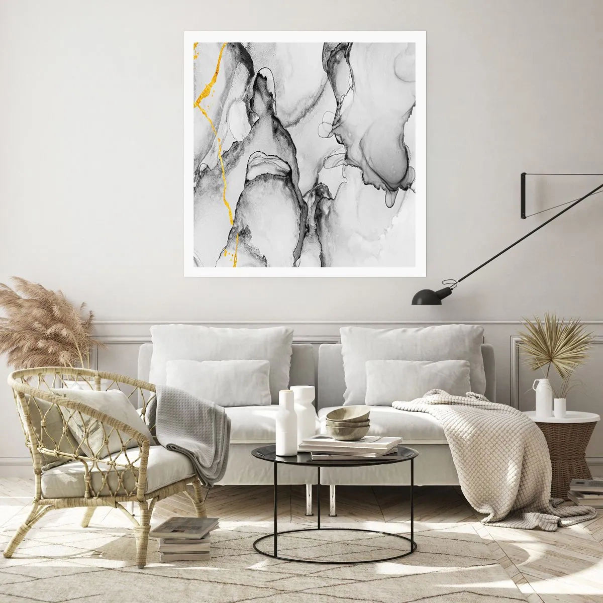 Póster - Composición con motivo de oro - 40x40 cm
