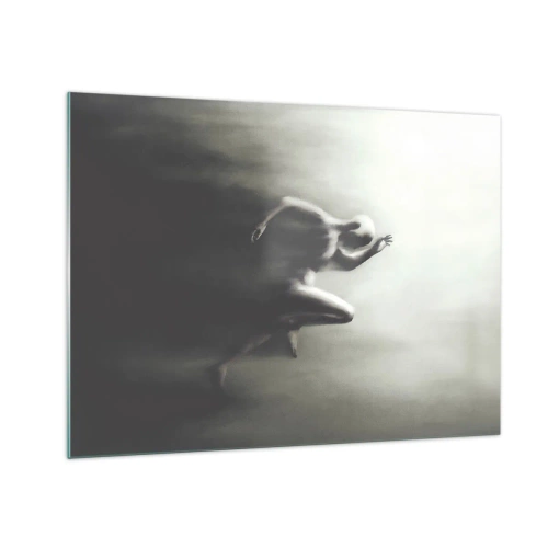 Cuadro sobre vidrio - Impresiones sobre Vidrio - Silueta dinámica de una figura corriendo bajo una luz borrosa - 70x50cm - Imparable - Decoración de pared moderna para salón y dormitorio ARTTOR
