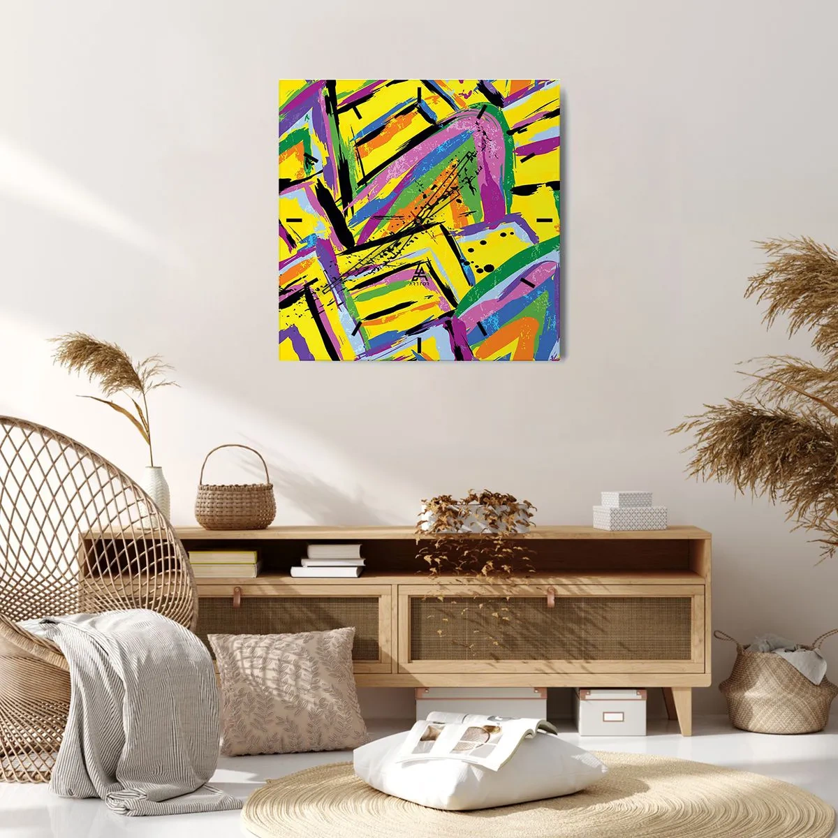 Reloj de pared - Reloj de vidrio - Grita de alegría - 30x30 cm