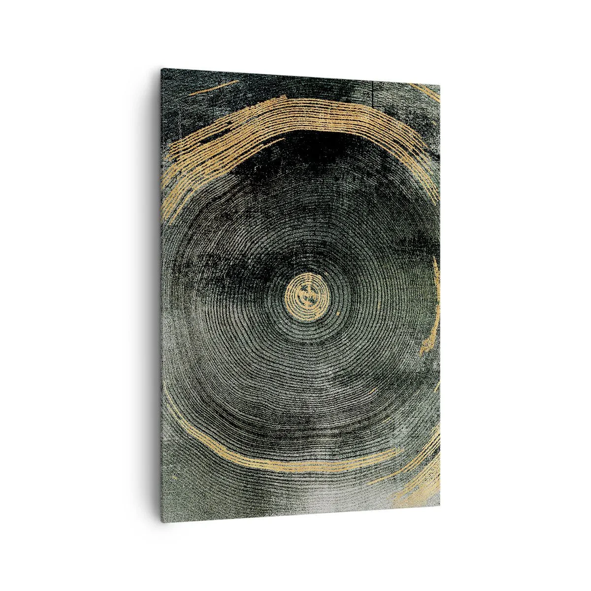 Cuadro sobre lienzo - Impresión de Imagen - Círculos concéntricos con acentos dorados. - 70x100cm - Cambio y perpetuidad - Decoración de pared moderna para salón y dormitorio ARTTOR