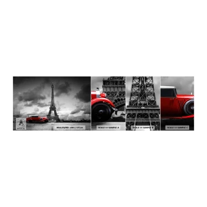 Muestra de fotomural autoadhesivo Deluxe Sticker - No hace mucho tiempo, en París - Automotor, Torre Eiffel, París - 100x30 cm