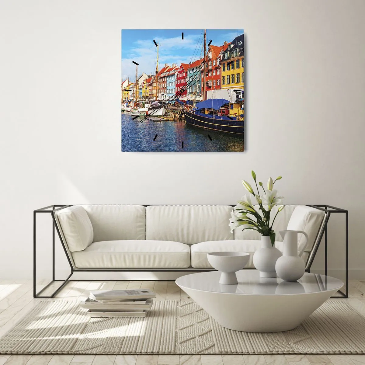 Reloj de pared - Reloj de vidrio - Muelle alegre - 40x40 cm