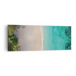 Cuadro sobre lienzo - Impresión de Imagen - Vista aérea de una playa tropical con agua turquesa. - 140x50cm - Playa del paraíso - Decoración de pared moderna para salón y dormitorio ARTTOR