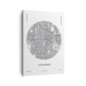 Cuadro sobre lienzo - Impresión de Imagen - Un mapa de Los Ángeles en un estilo minimalista en blanco y negro. - 50x70cm - Anatomía de Los Ángeles - Decoración de pared moderna para salón y dormitorio ARTTOR