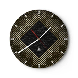 Reloj de pared - Reloj de vidrio - Geometría al estilo glamour - 40x40 cm