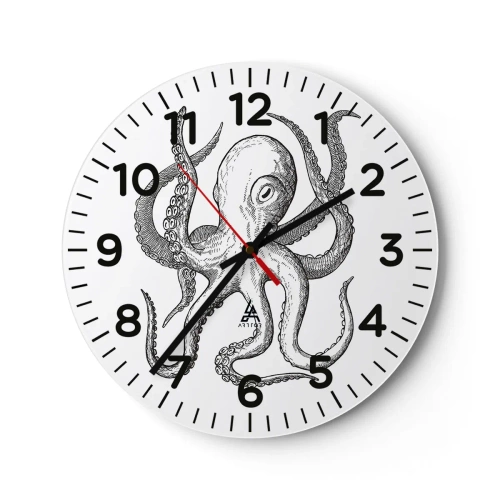 Reloj de pared - Reloj de vidrio - Bailando con olas - 30x30 cm