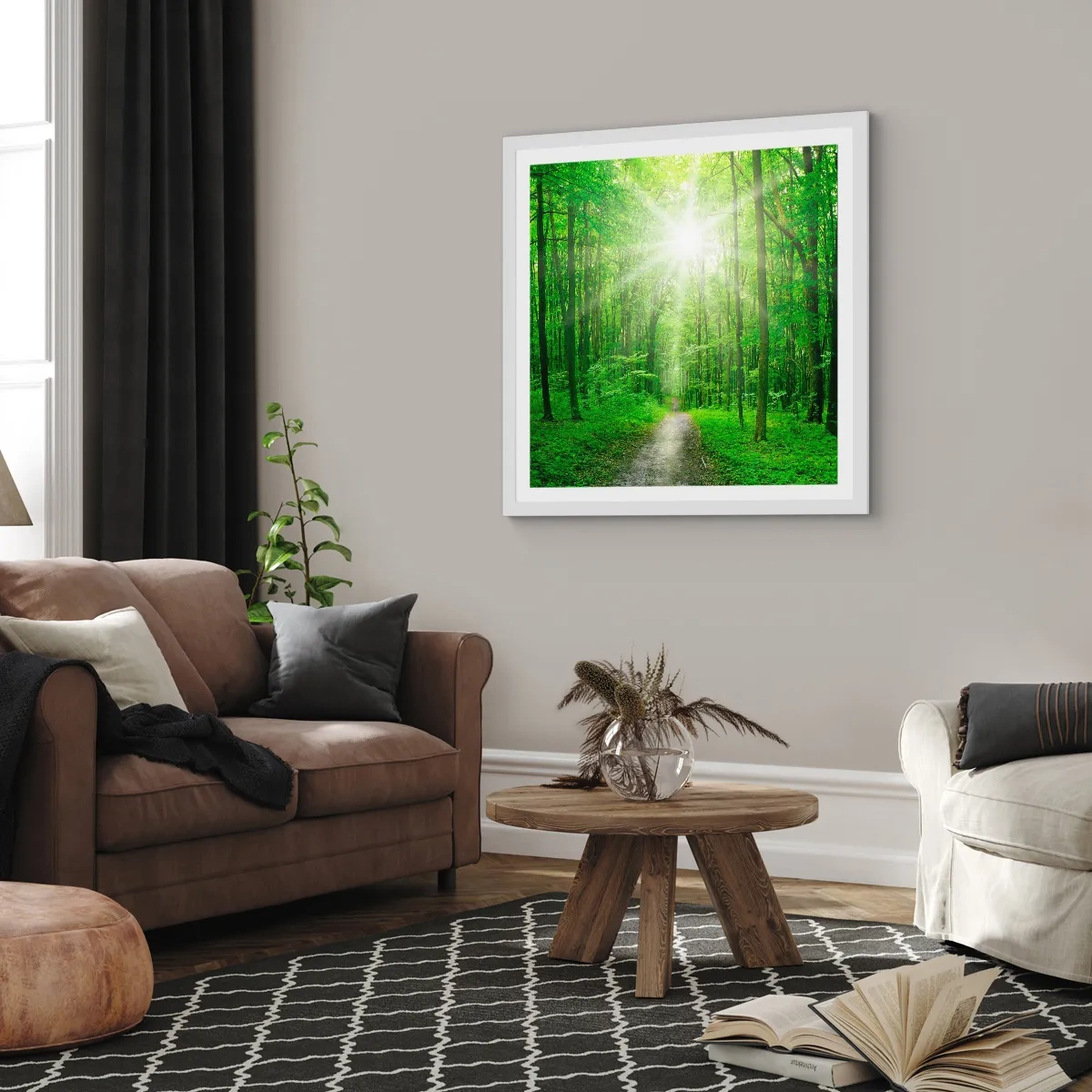 Póster en marco blanco - Catedral verde - 40x40 cm