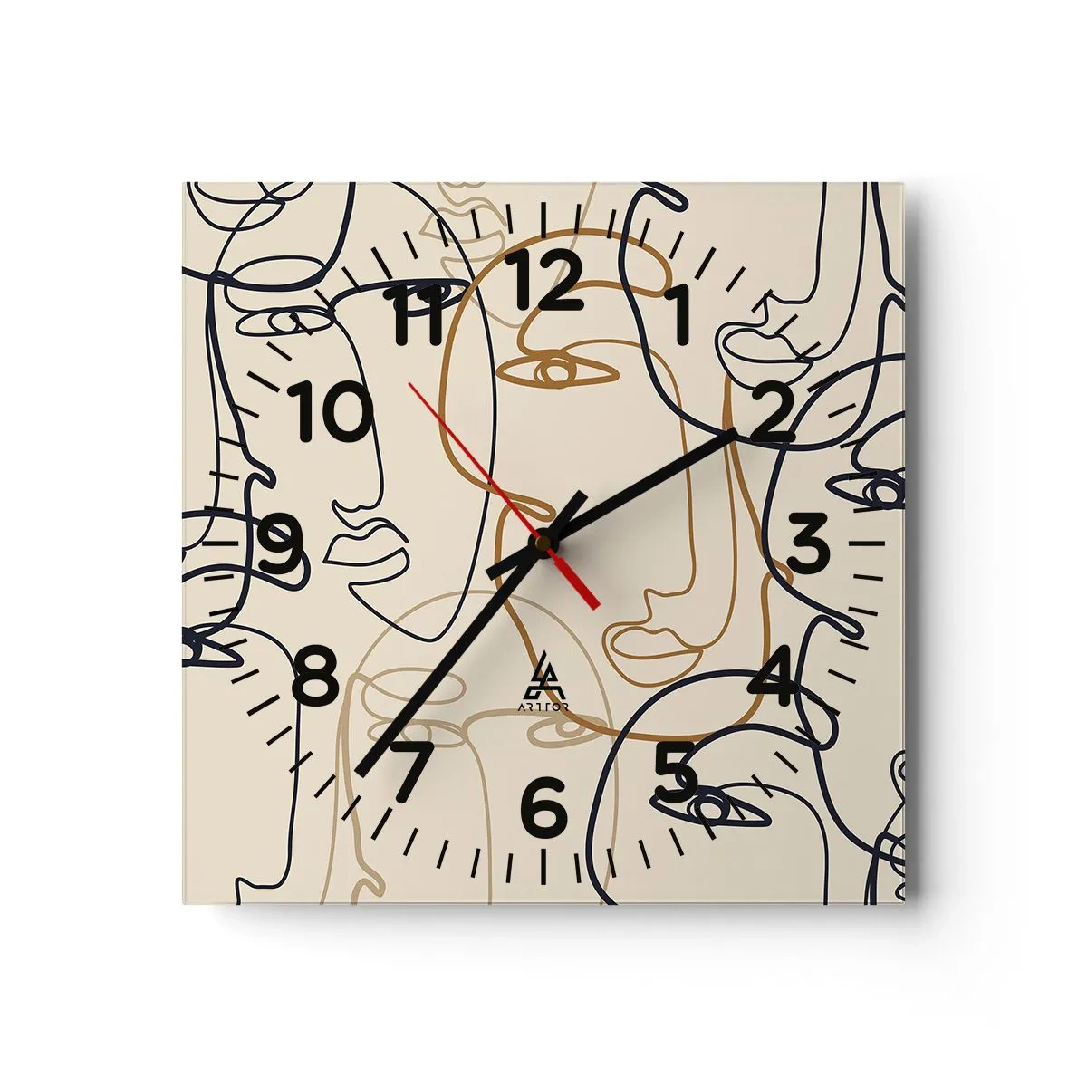 Reloj de pared - Reloj de vidrio - Retrato multiplicado - 30x30 cm