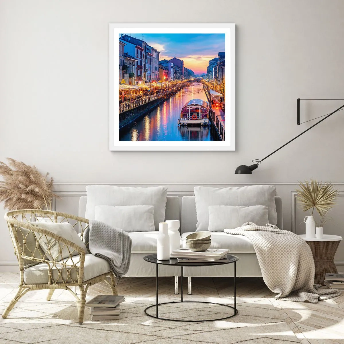 Póster en marco blanco - Una noche de luz y diversión - 50x50 cm