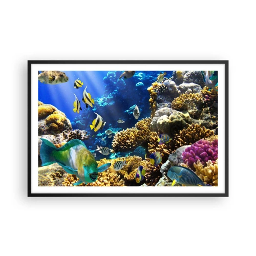 Póster en marco negro - Vacaciones submarinas - 91x61 cm