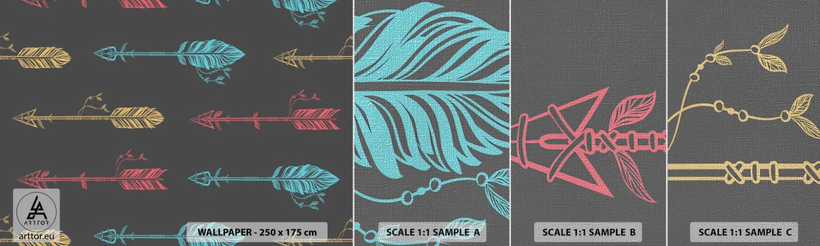 Muestra de fotomural Premium Canvas - Flechas - Abstracción, bohemia, Flecha - 100x30 cm