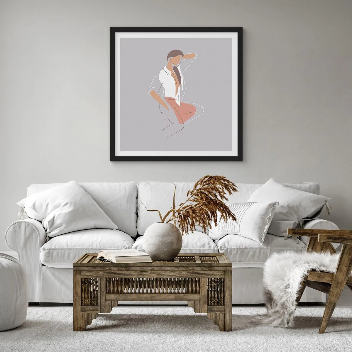 Póster en marco negro - Un esbozo de encanto - 40x40 cm