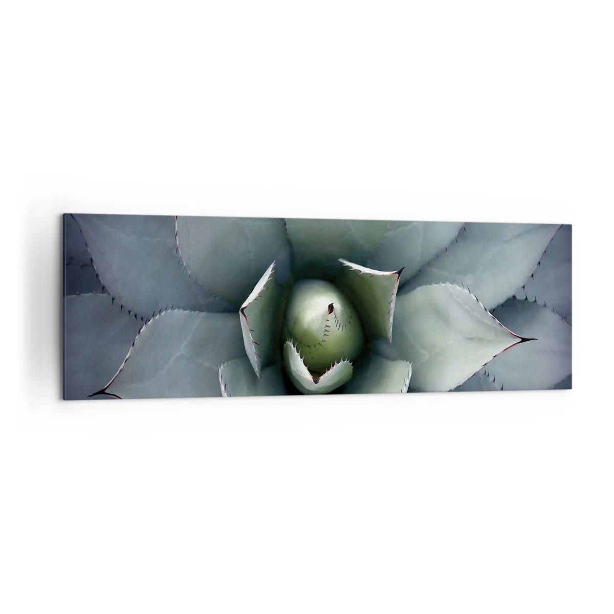 Cuadro sobre lienzo - Impresión de Imagen - Primer plano de una roseta de agave en delicados tonos verdes. - 160x50cm - Perfección natural - Decoración de pared moderna para salón y dormitorio ARTTOR