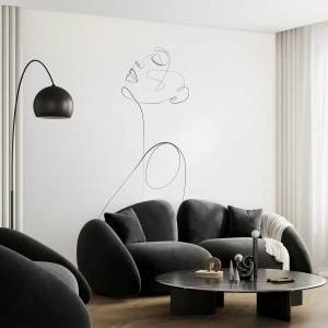 Fotomural Premium Sand - Retrato de una mujer dibujado con una sola línea. - 100x70cm - En el bucle de los sueños - Decoración de pared moderna para salón y dormitorio ARTTOR