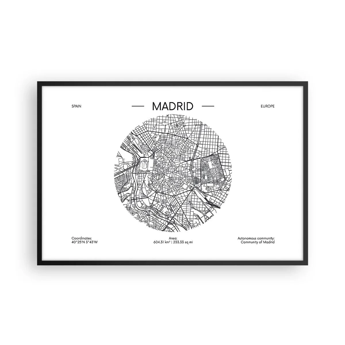 Póster en marco negro - Anatomía de Madrid - 91x61 cm