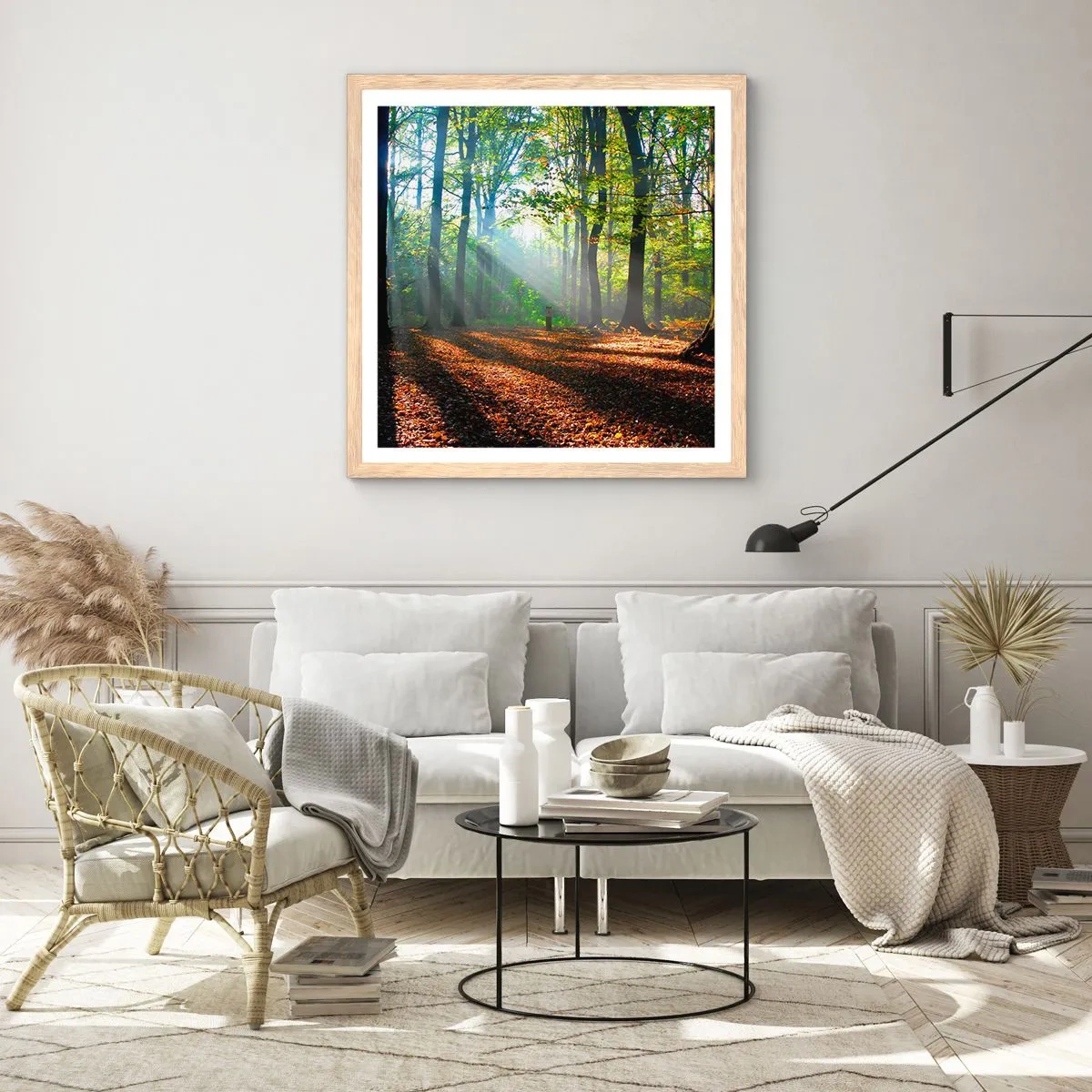 Póster en marco roble claro - Resplandores y sombras - 50x50 cm