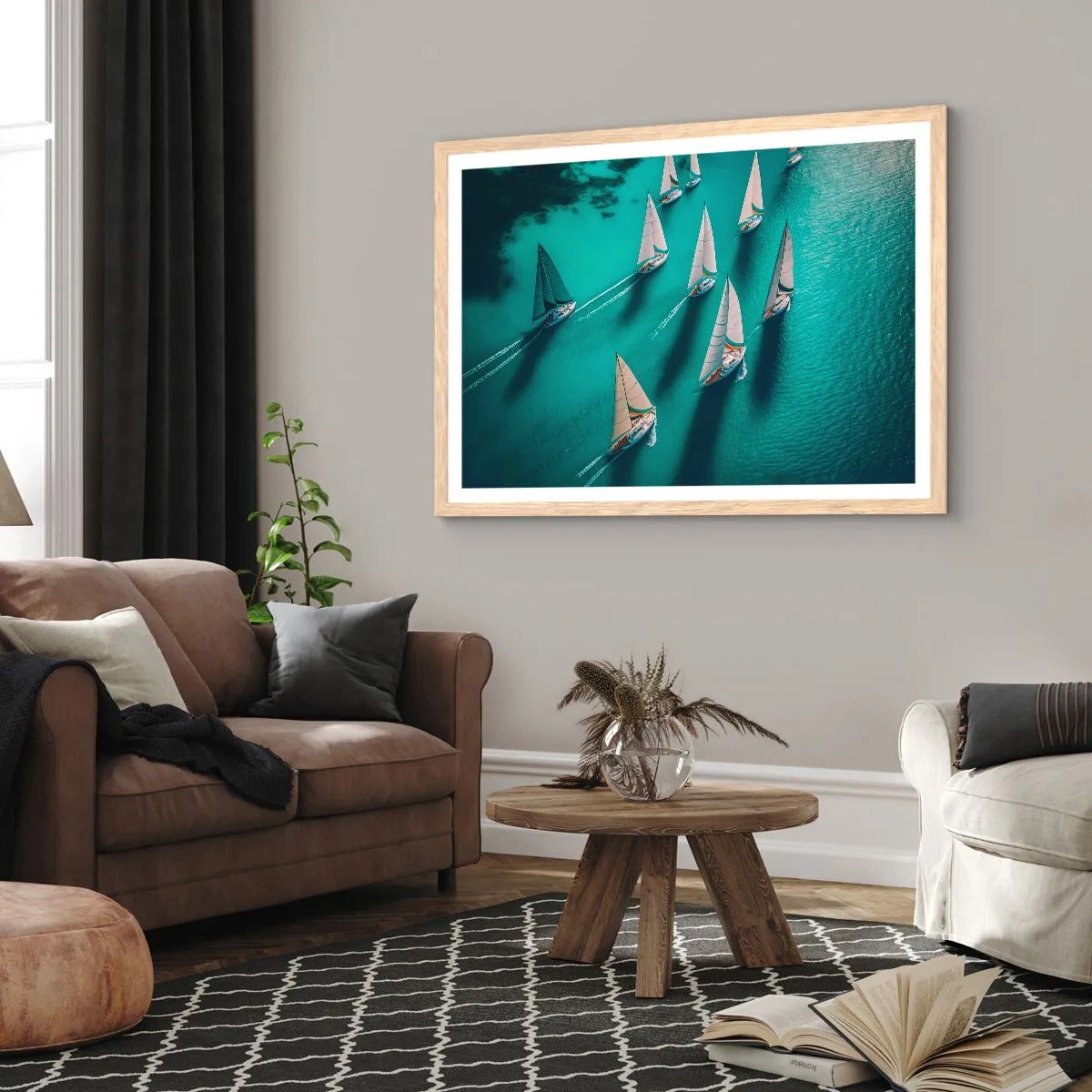 Póster en marco roble claro - En competición con el viento - 100x70 cm