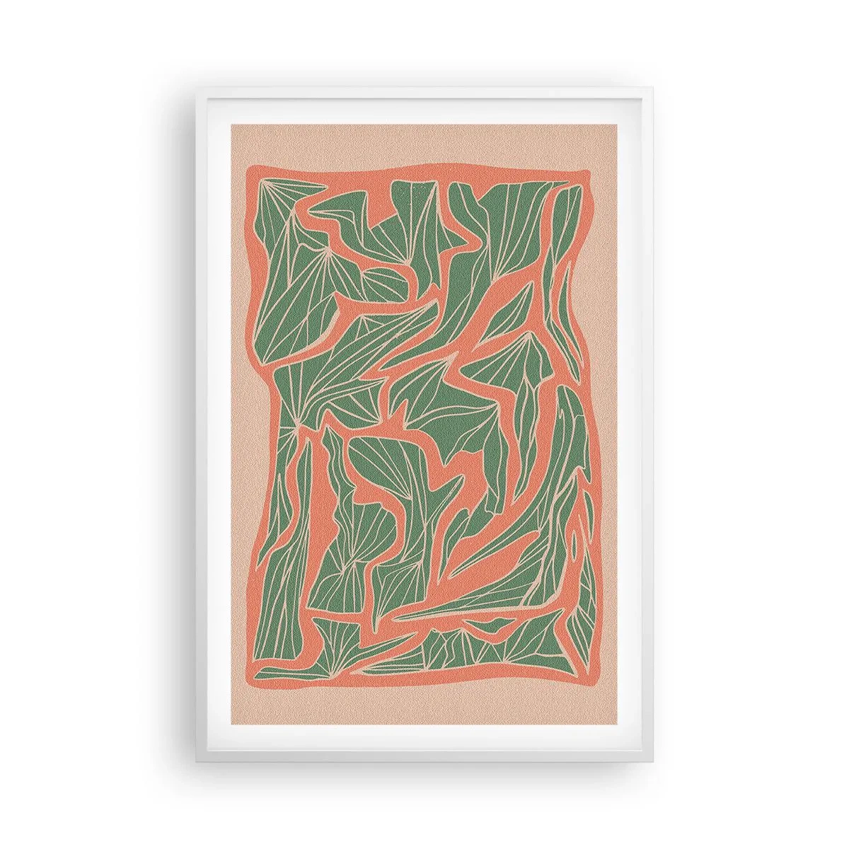 Póster en marco blanco - Lucha entre el coral y el verde - 61x91 cm